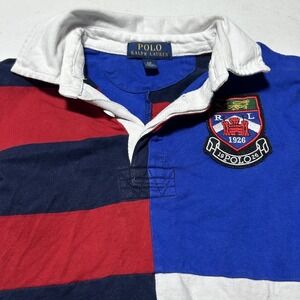 Polo Ralph Lauren Boys Small 8 Long Sleeve Polo Classic Rugby Patchwork Colorful